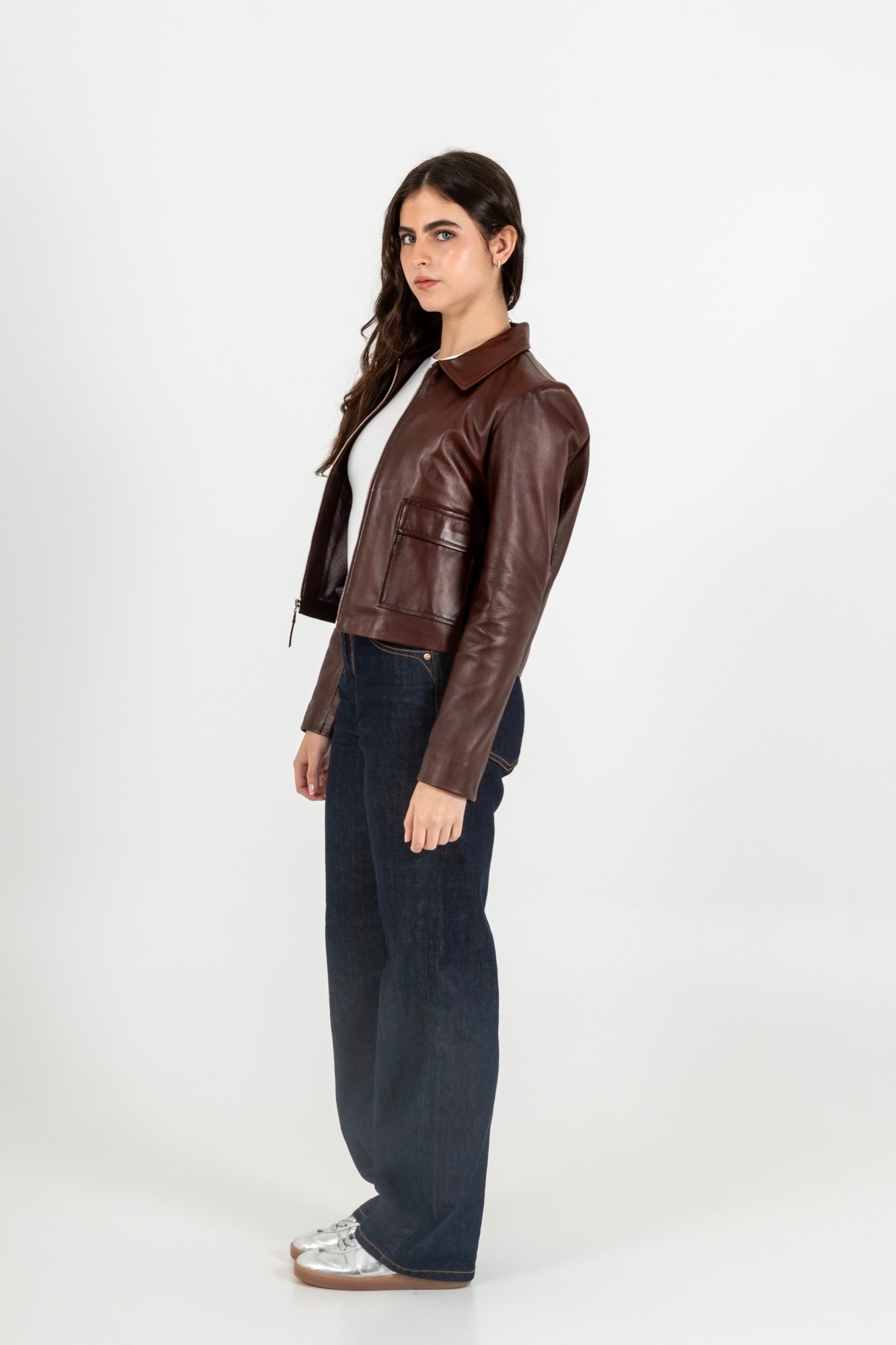 Chaqueta Cuero 100% Coñac (Mujer)