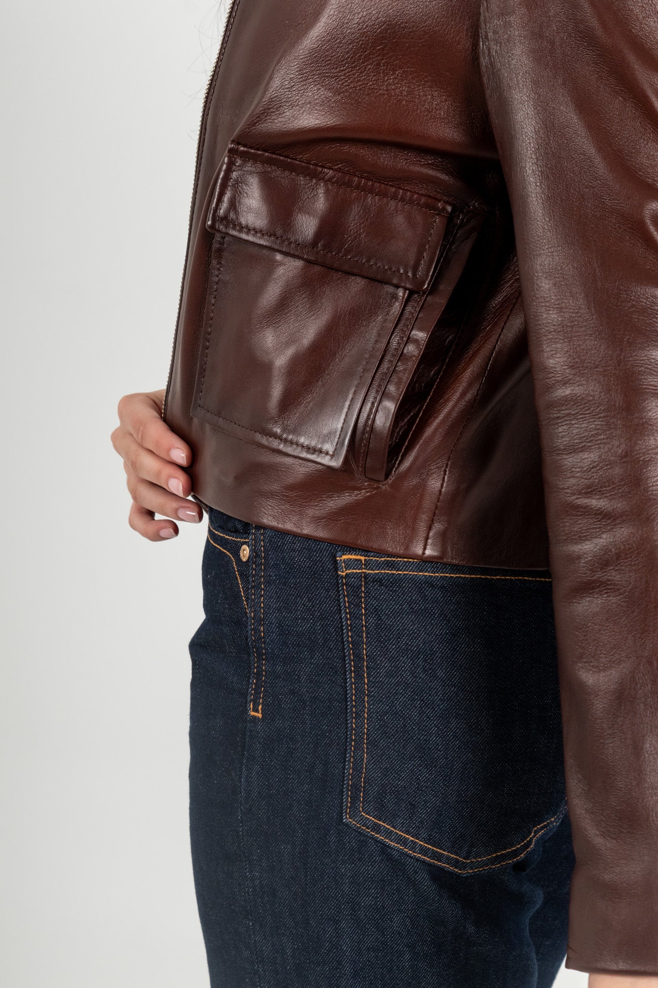 Chaqueta Cuero 100% Coñac (Mujer)