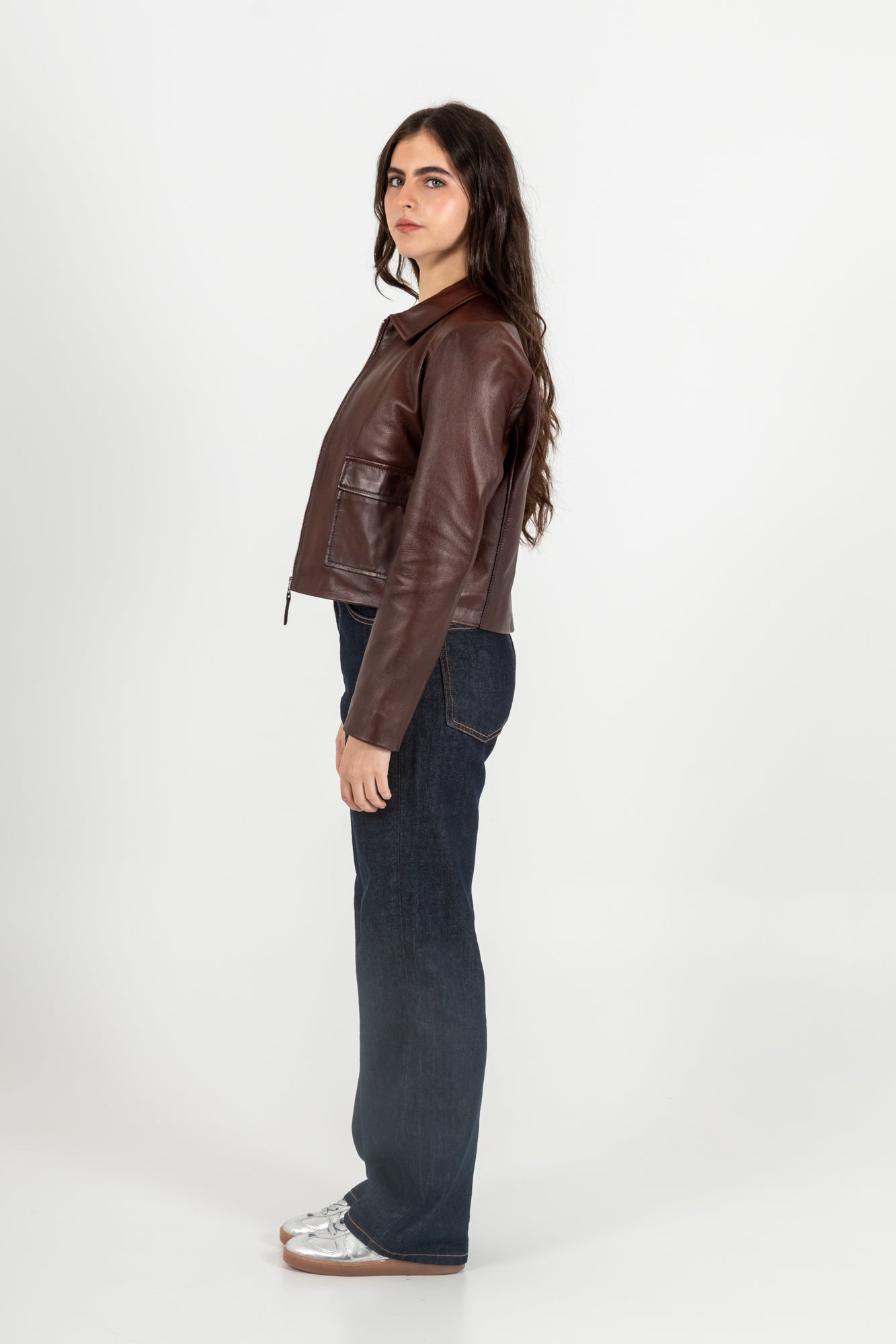 Chaqueta Cuero 100% Coñac (Mujer)