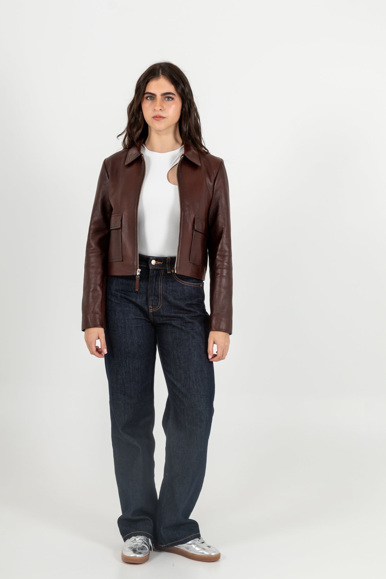 Chaqueta Cuero 100% Coñac (Mujer)