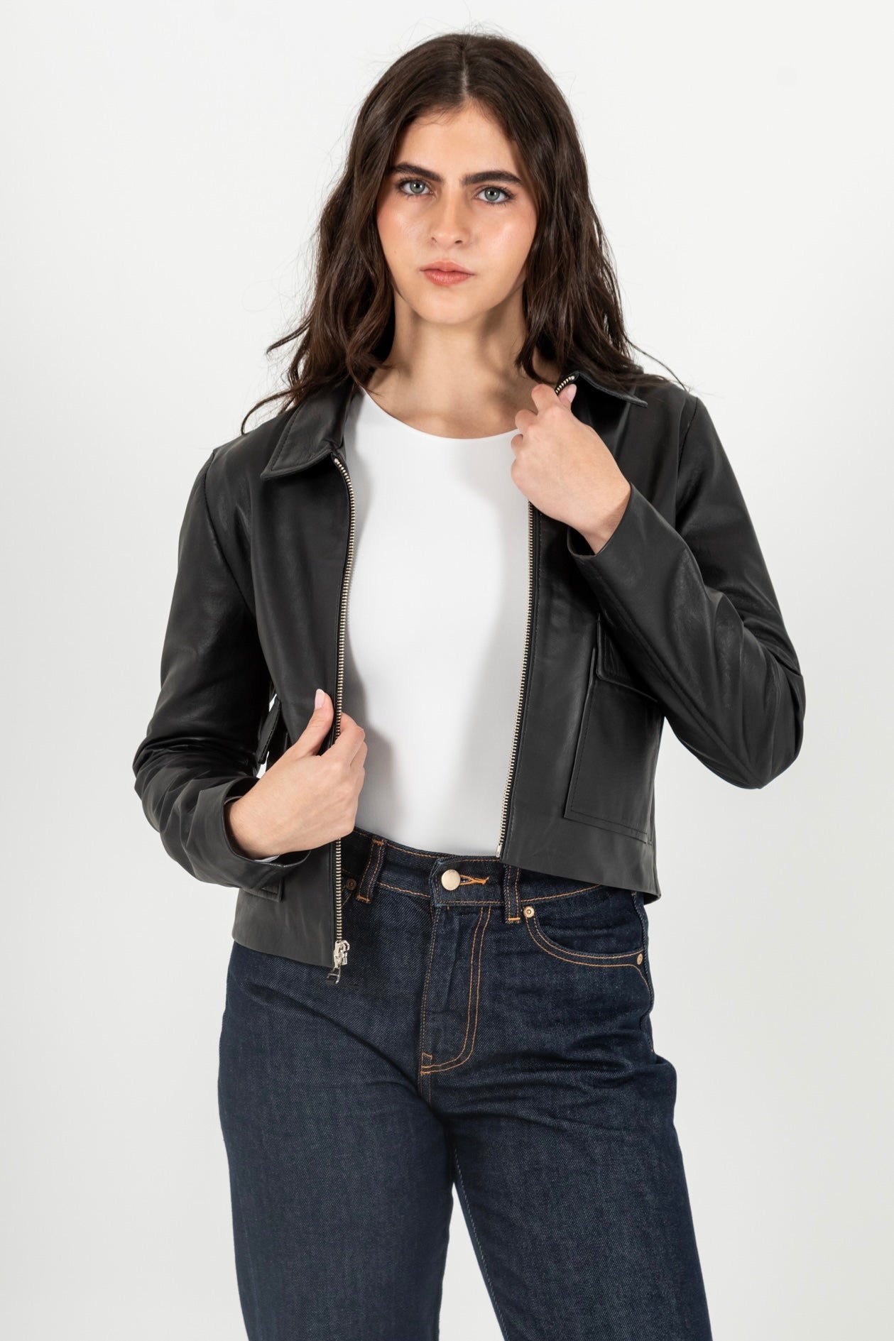 Chaqueta Cuero 100% Negro (Mujer)