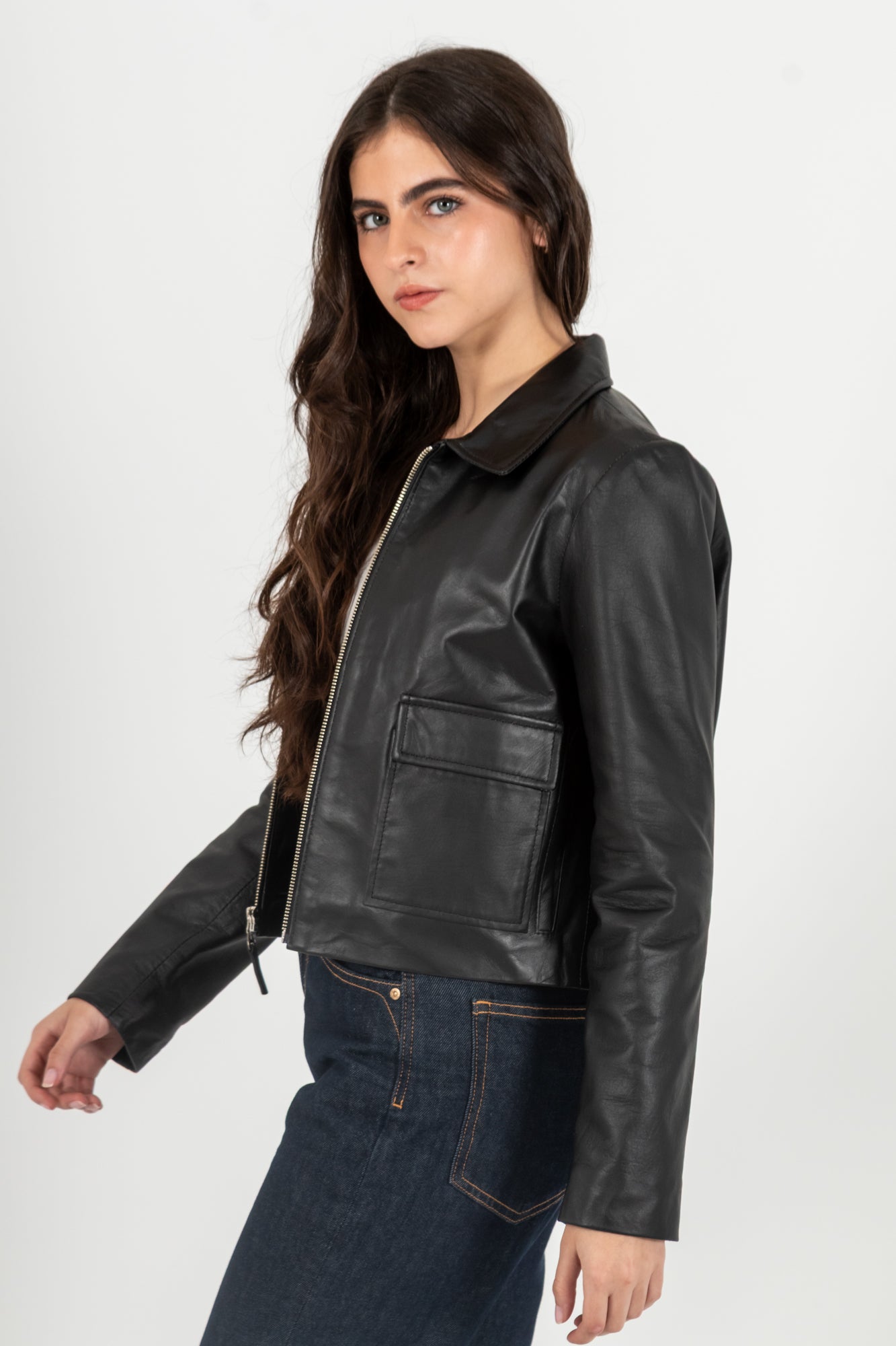 Chaqueta Cuero 100% Negro (Mujer)
