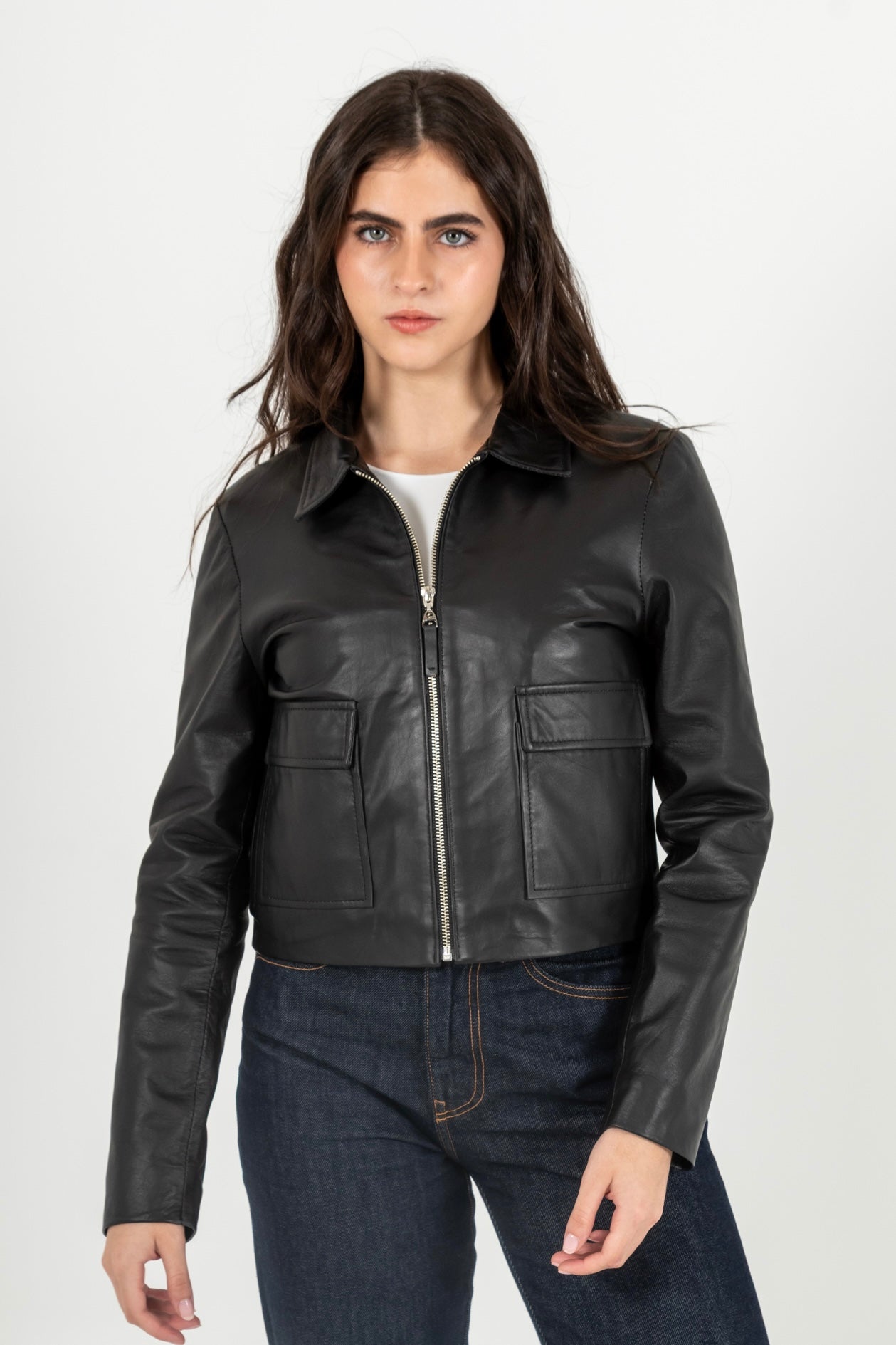 Chaqueta Cuero 100% Negro (Mujer)