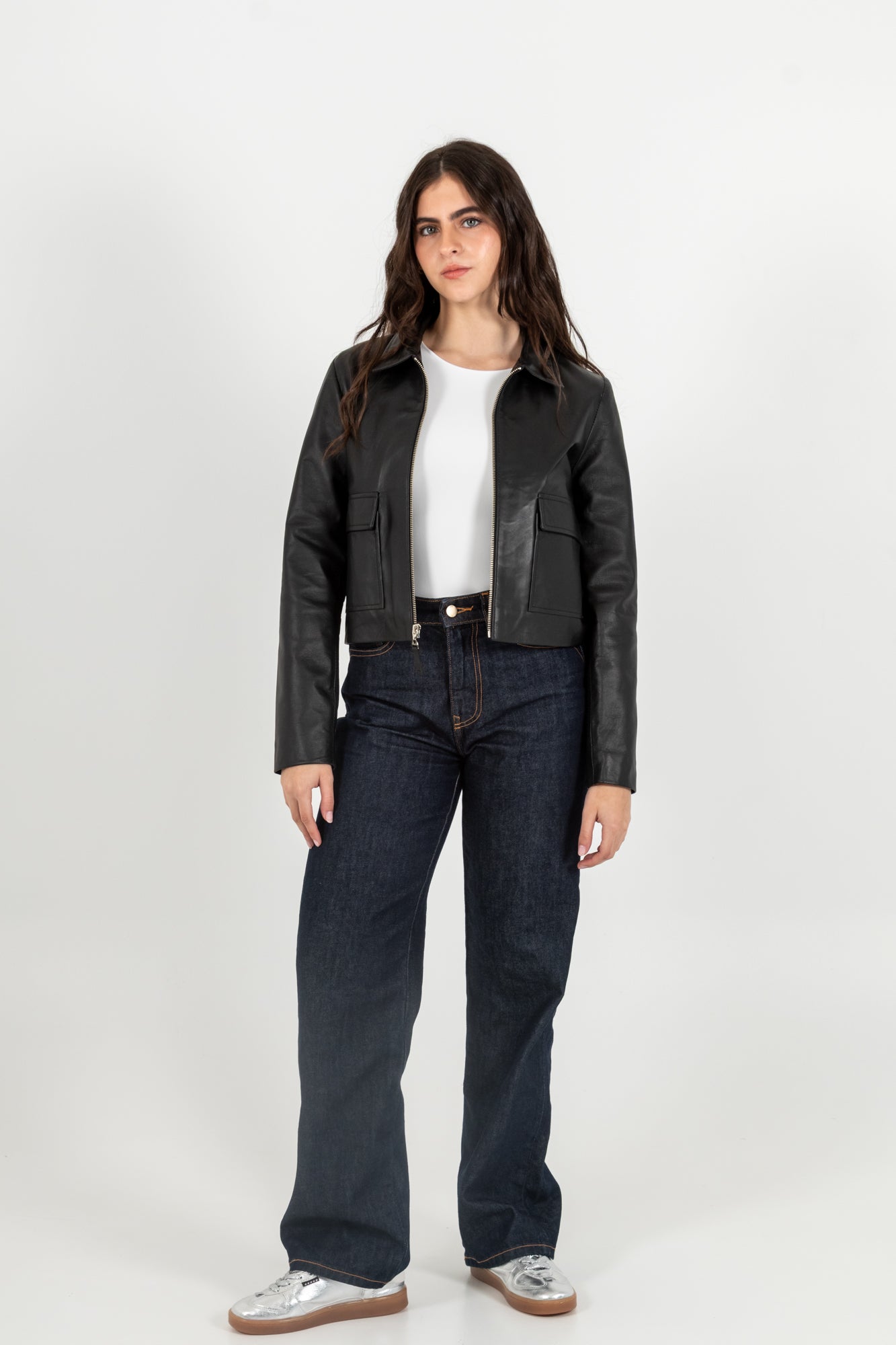 Chaqueta Cuero 100% Negro (Mujer)