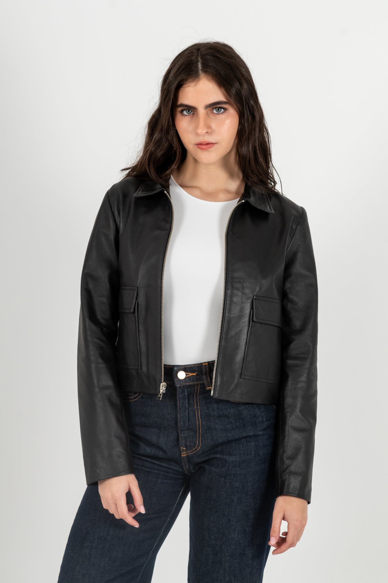 Chaqueta Cuero 100% Negro (Mujer)