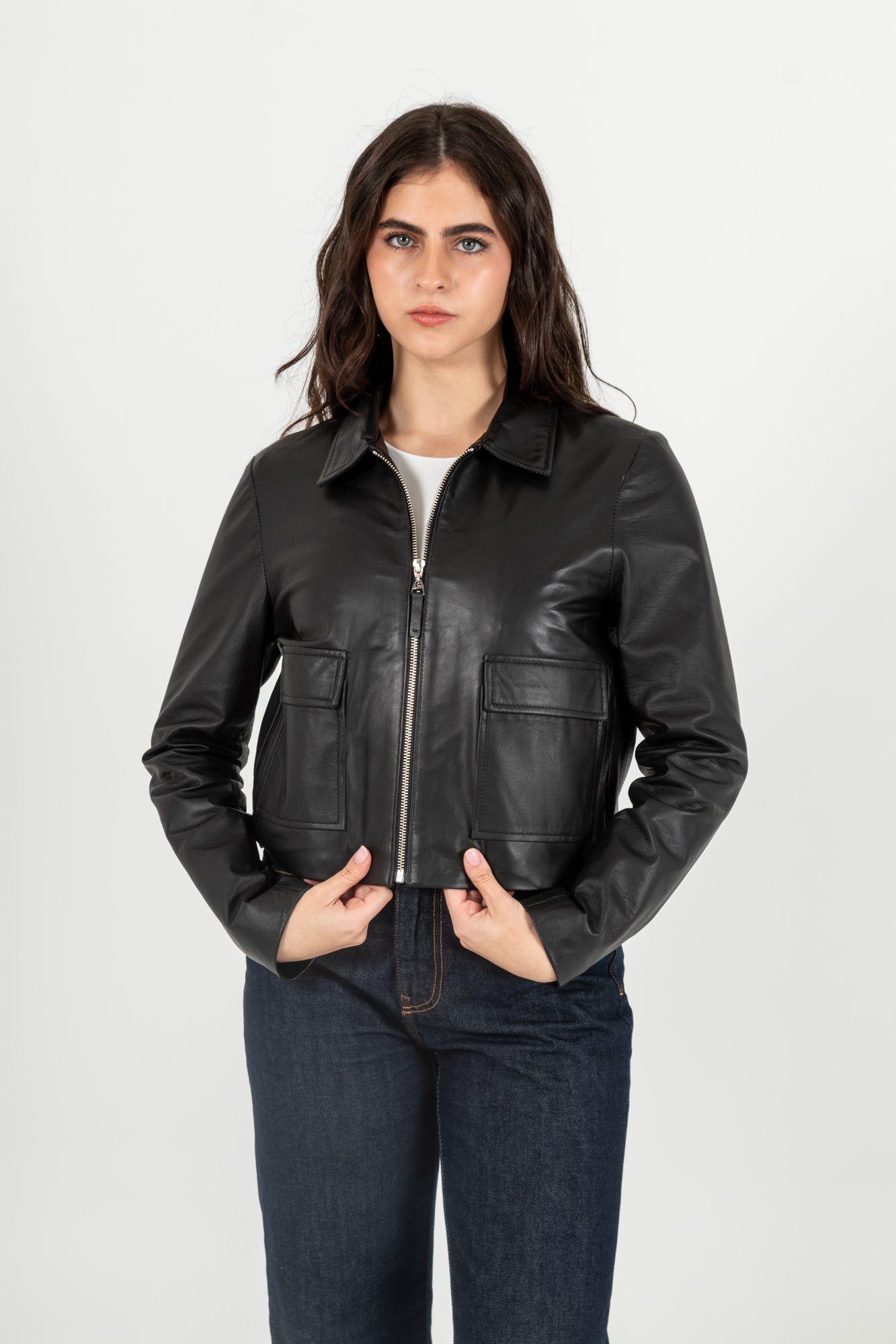 Chaqueta Cuero 100% Negro (Mujer)