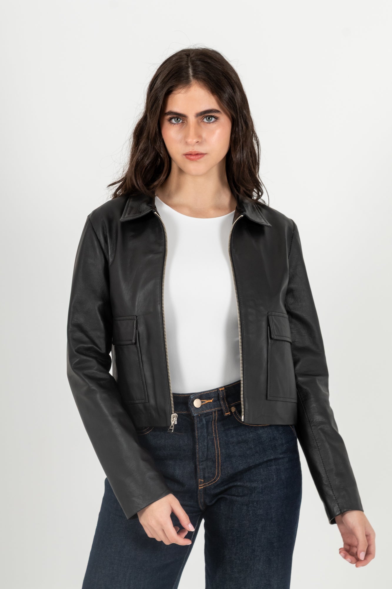 Chaqueta Cuero 100% Negro (Mujer)