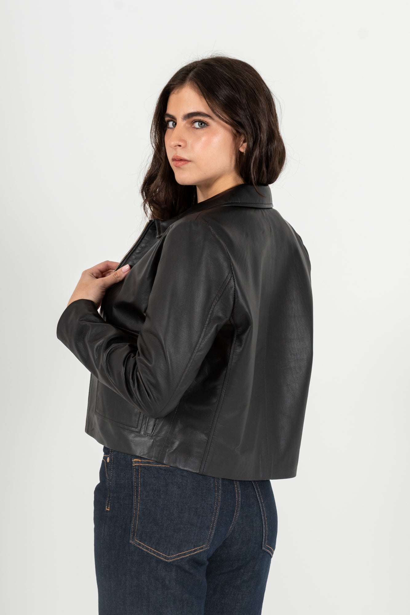 Chaqueta Cuero 100% Negro (Mujer)