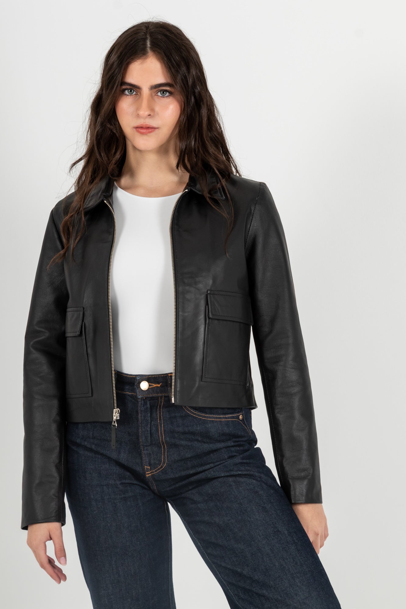 Chaqueta Cuero 100% Negro (Mujer)