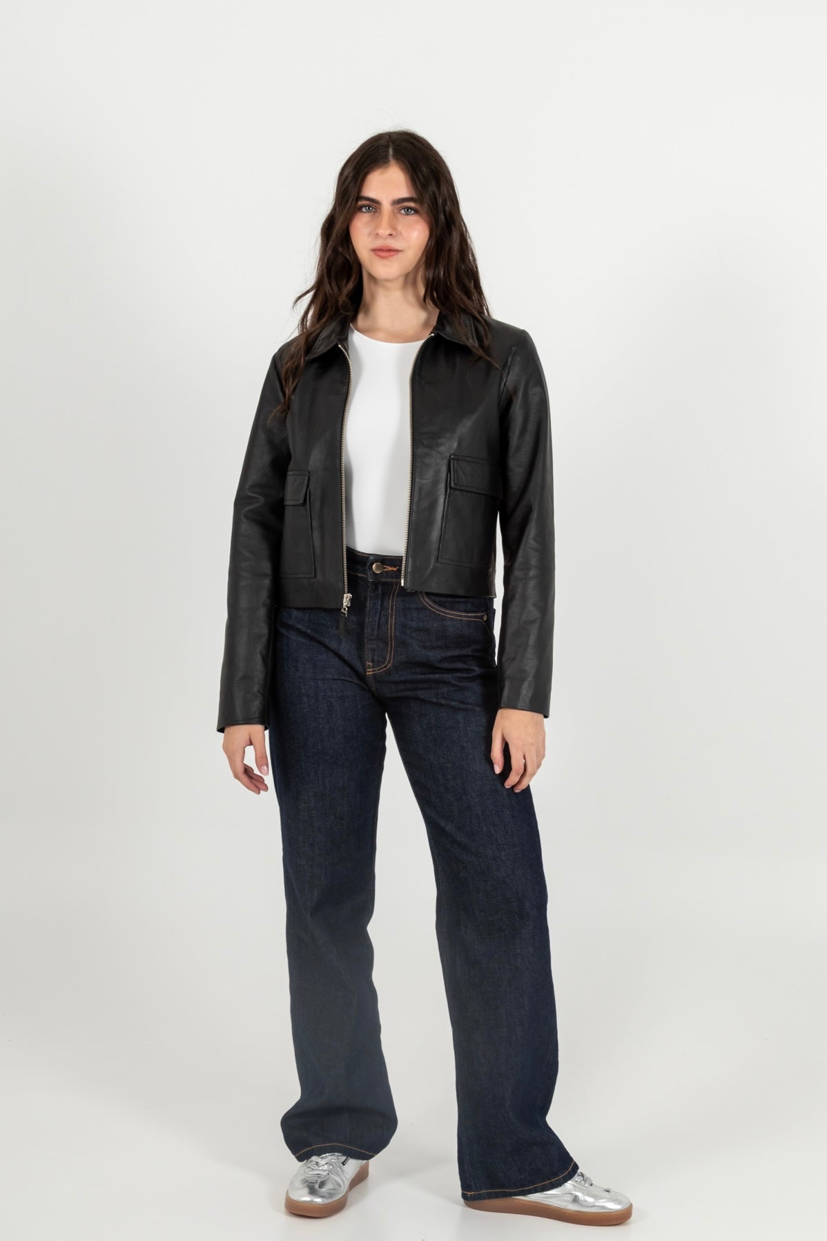 Chaqueta Cuero 100% Negro (Mujer)