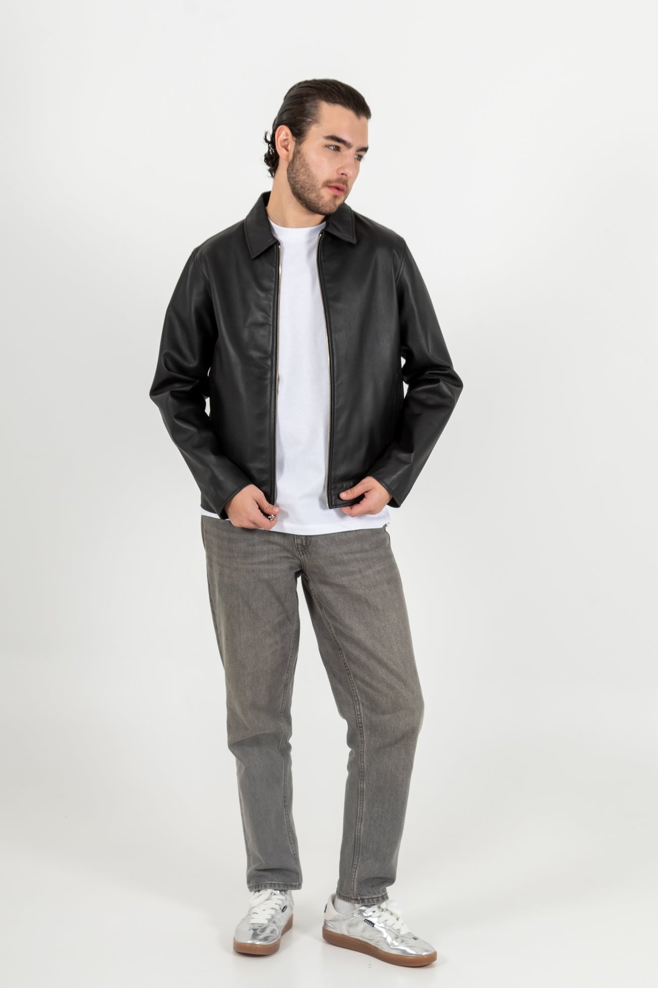 Chaqueta Cuero 100% Negro Men