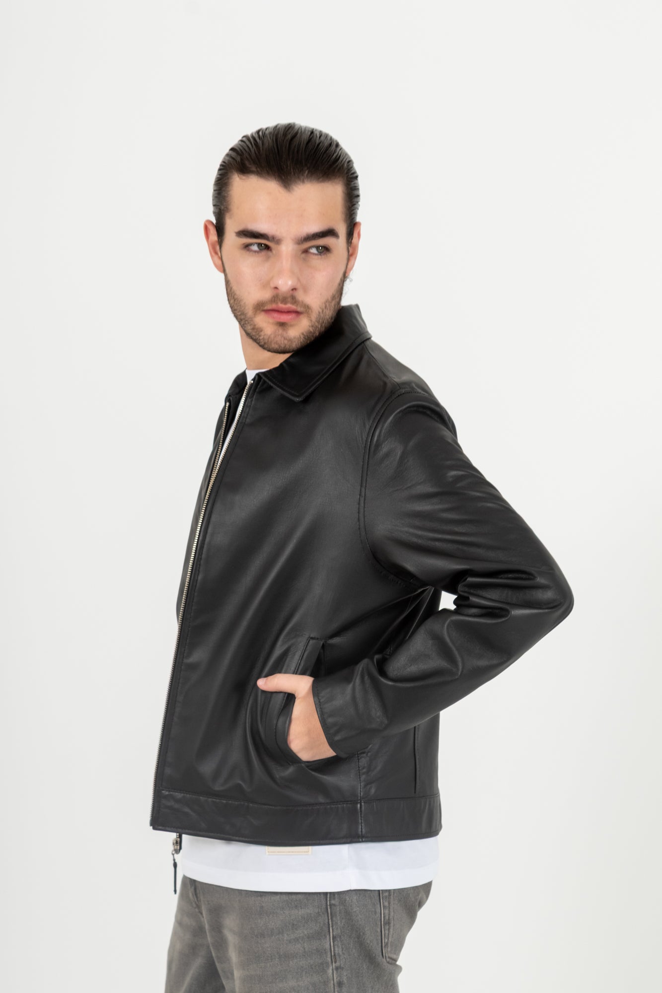 Chaqueta Cuero 100% Negro Men