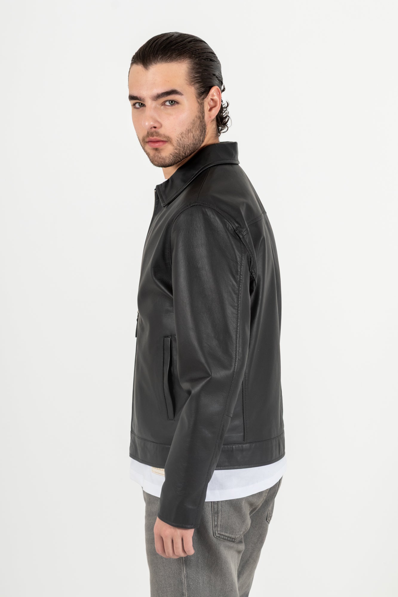 Chaqueta Cuero 100% Negro Men