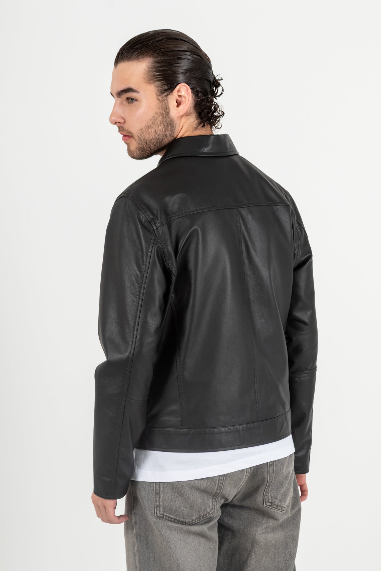 Chaqueta Cuero 100% Negro Men