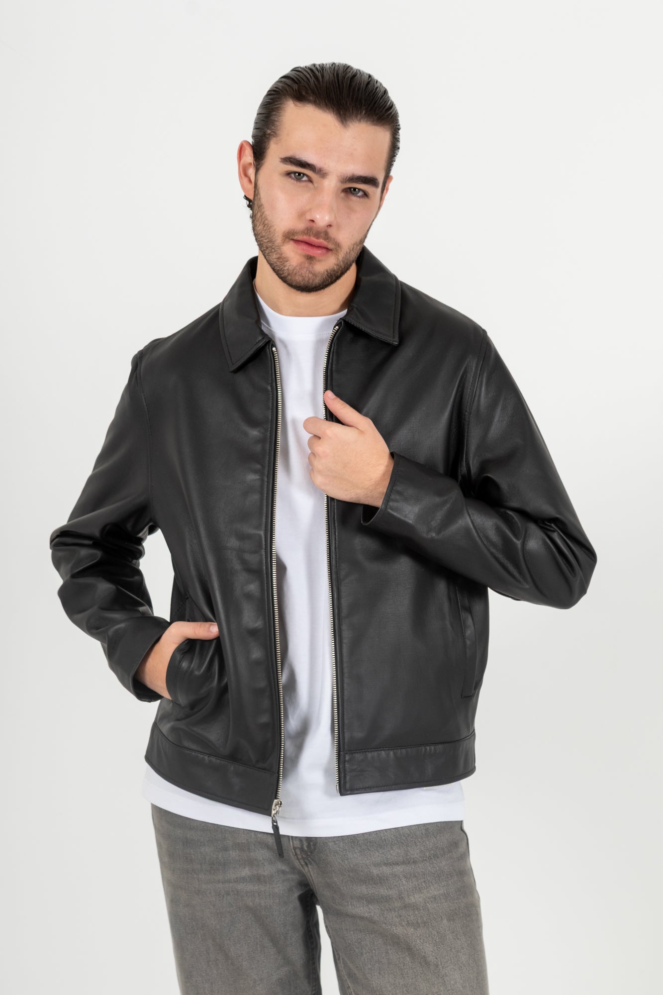 Chaqueta Cuero 100% Negro Men