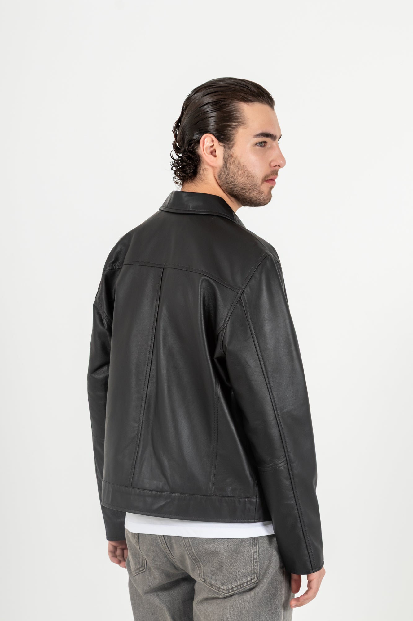 Chaqueta Cuero 100% Negro Men