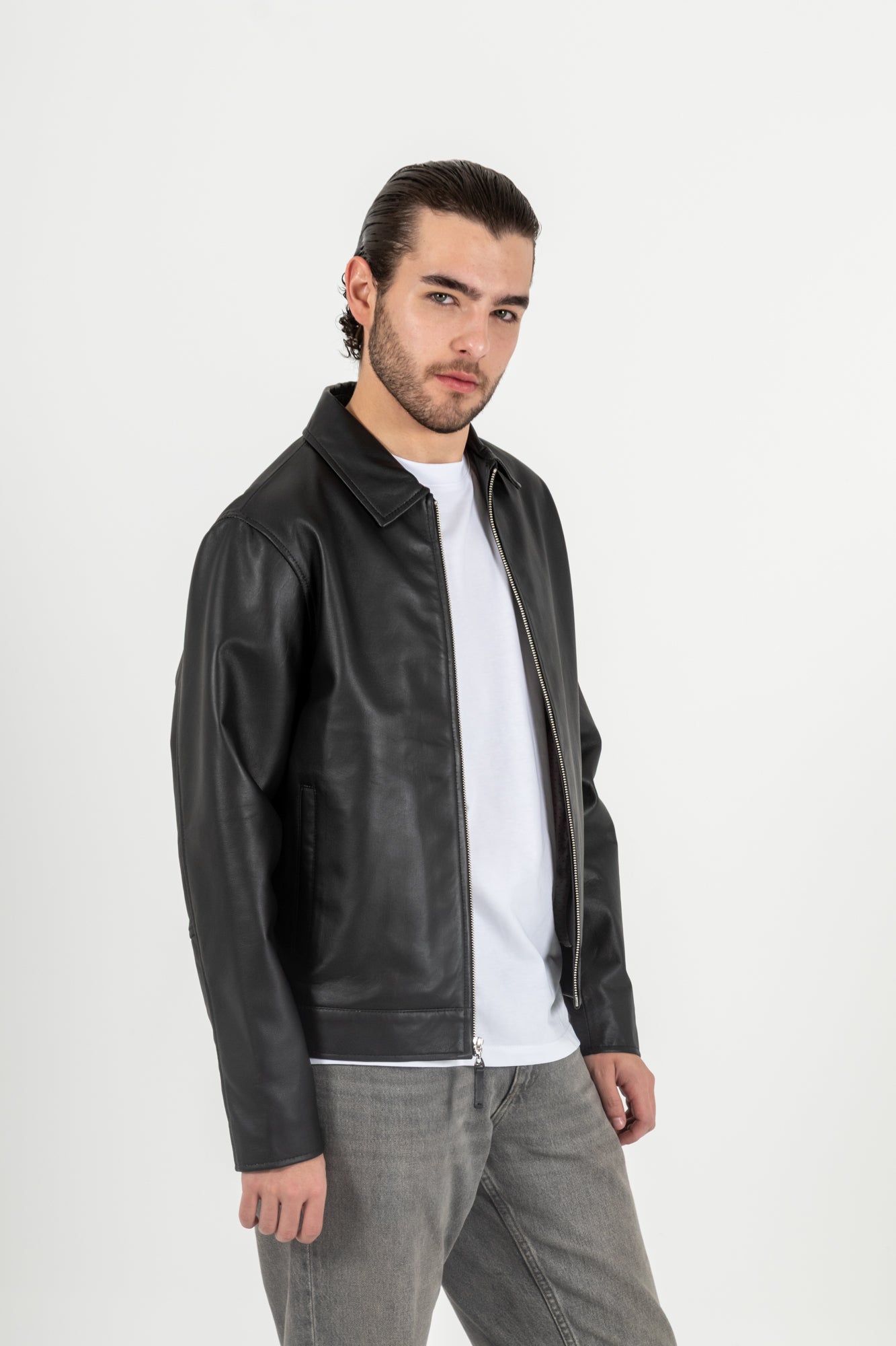 Chaqueta Cuero 100% Negro Men