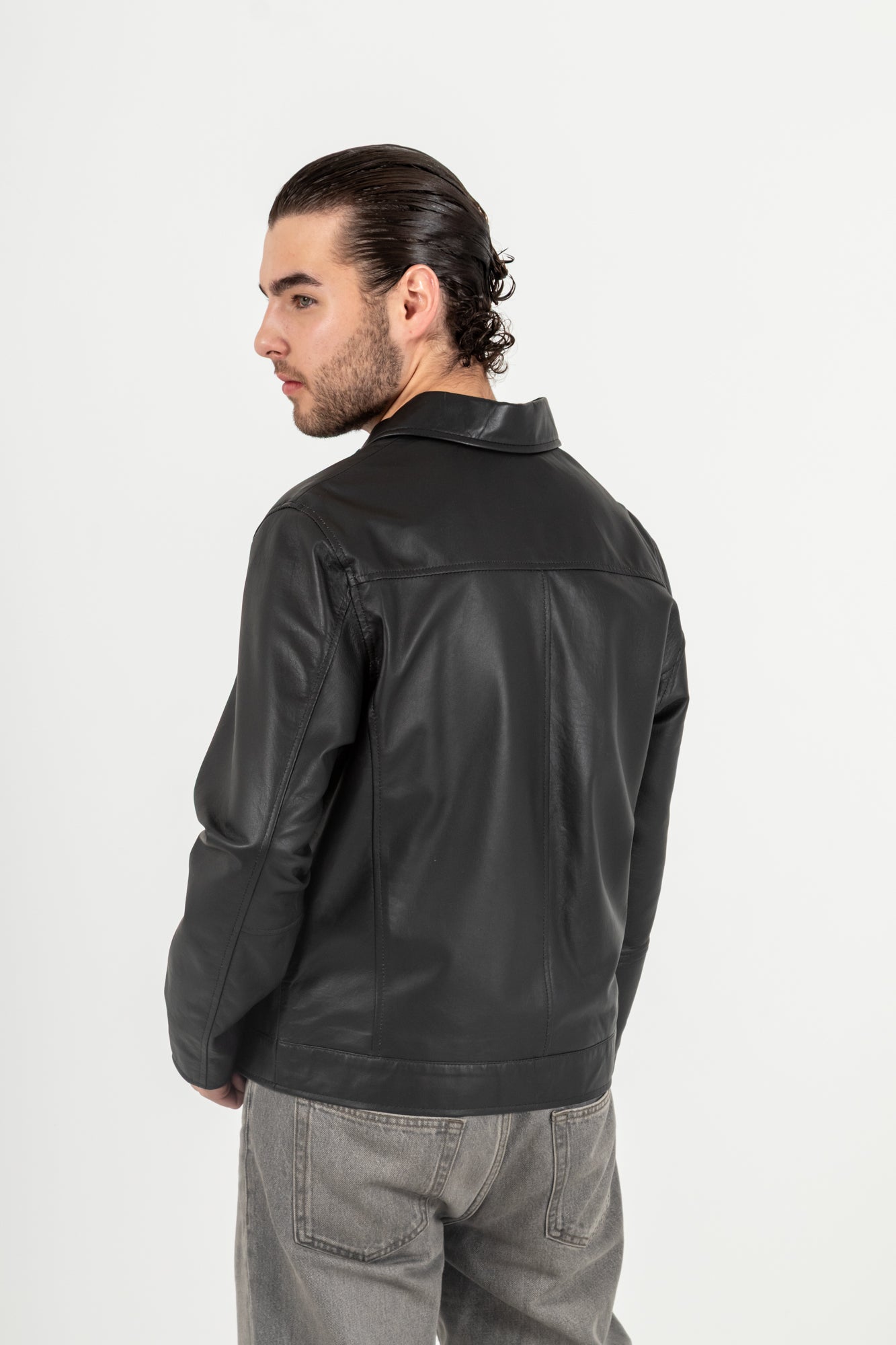 Chaqueta Cuero 100% Negro Men